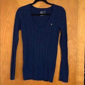 Navy Blue V-neck Sweater
